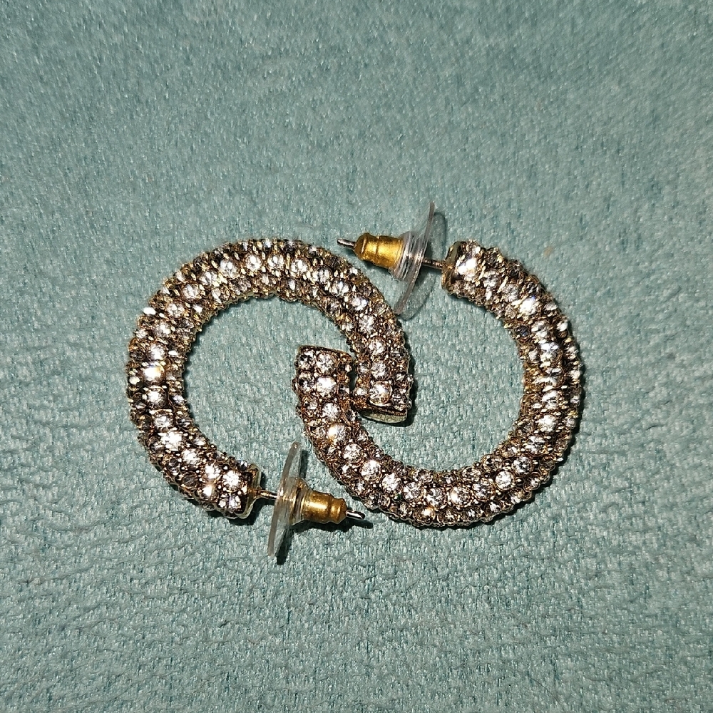 Park Lane Gold and White Hoop Earrings